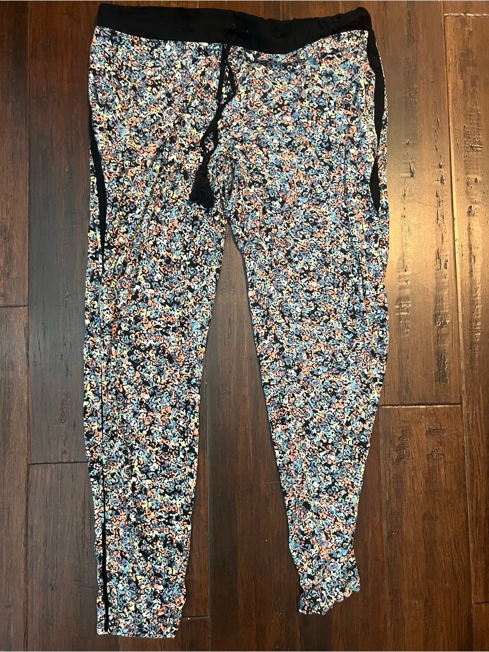 American Rag Floral Print Jogger Pants in Black and Blue